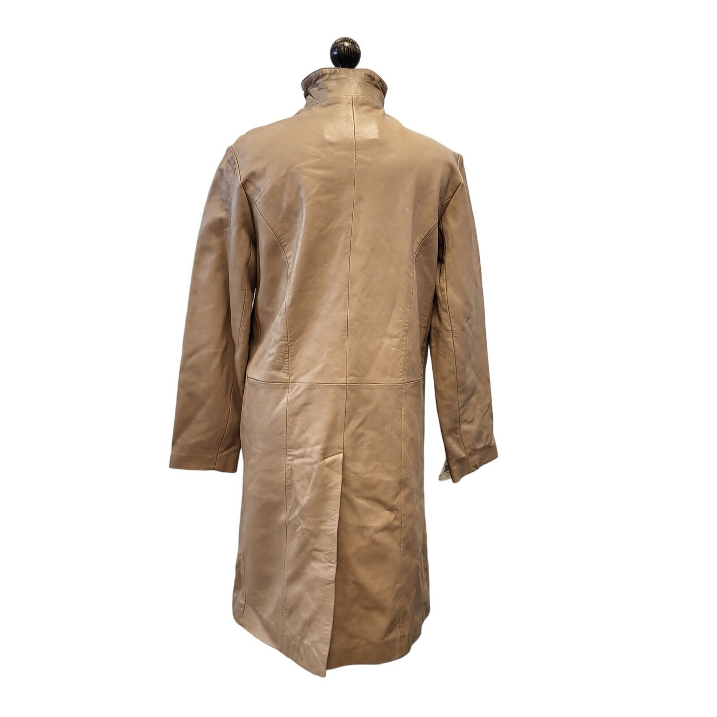 EL Leather Jacket Coat Beige Womens BNWT UK 12 EU 40 G352