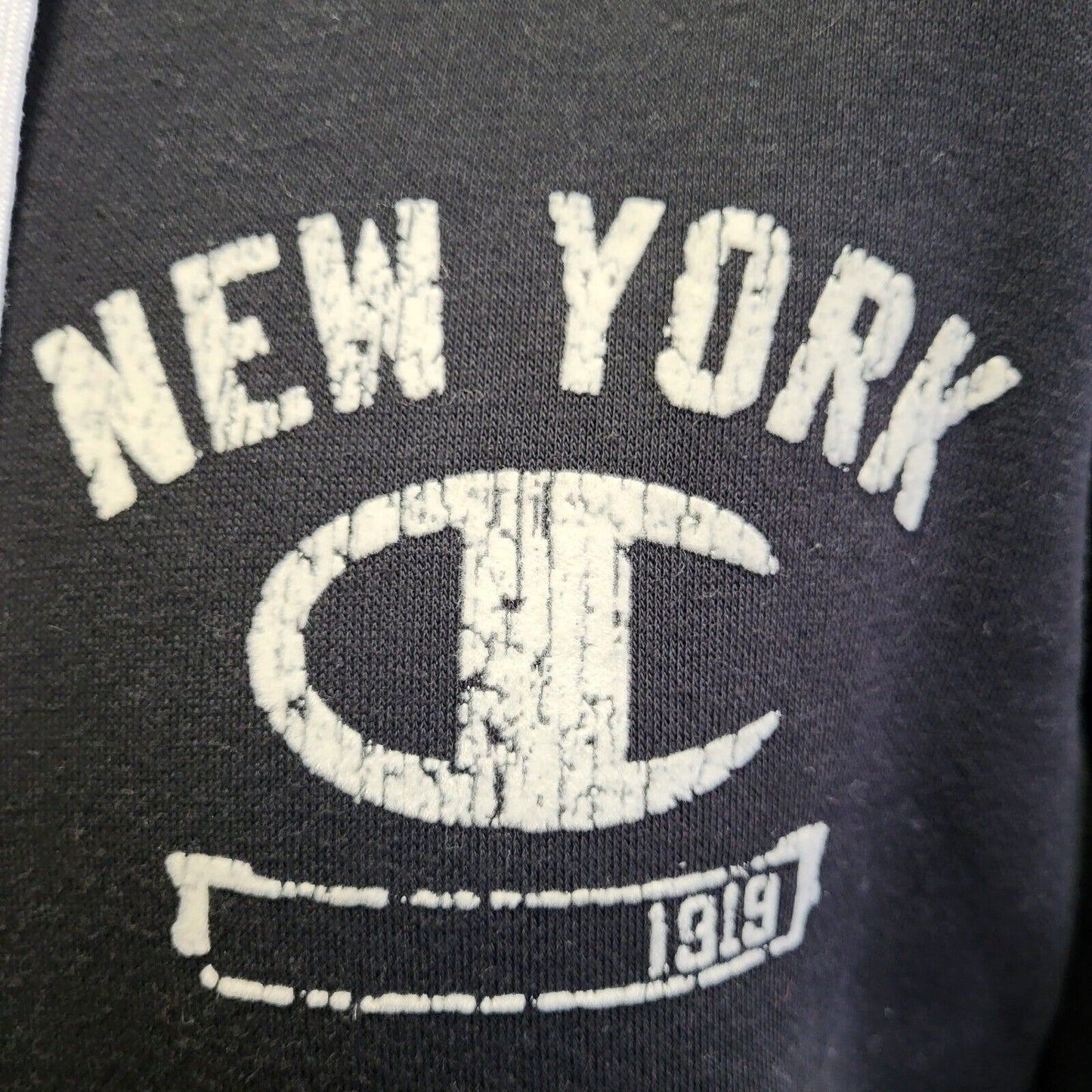 Champion Black New York Zip Drawstring Sports Sweatshirt Hoodie Men's uk L G916