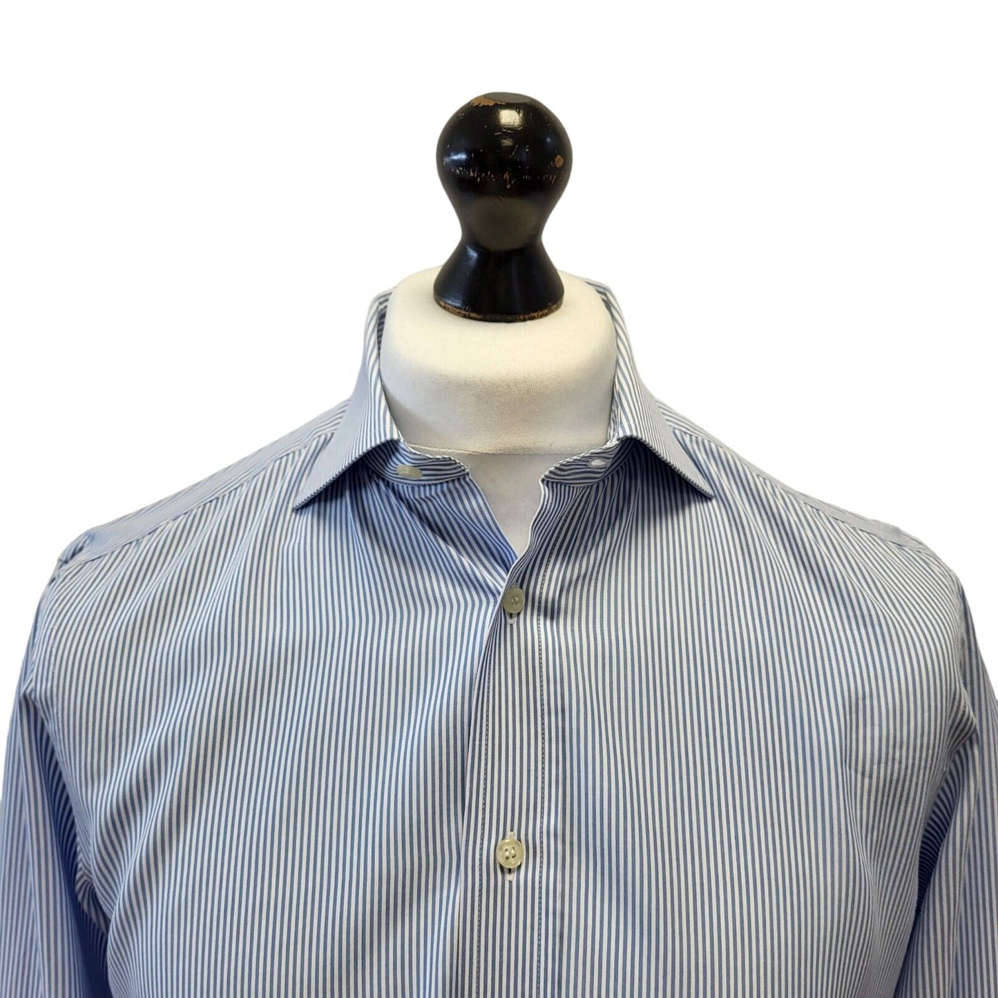 Boggi Milano Blue Striped Long Sleeve Shirt Uk Men's M Eu 50 G283