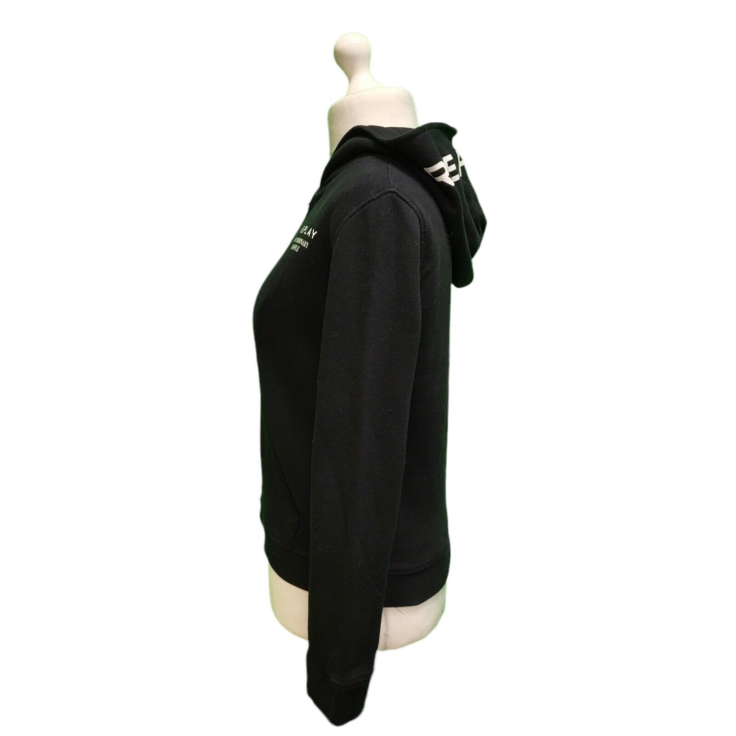 Replay Black Zip Long Sleeve Sweatshirt Hoodie uk Women's M 10 H791