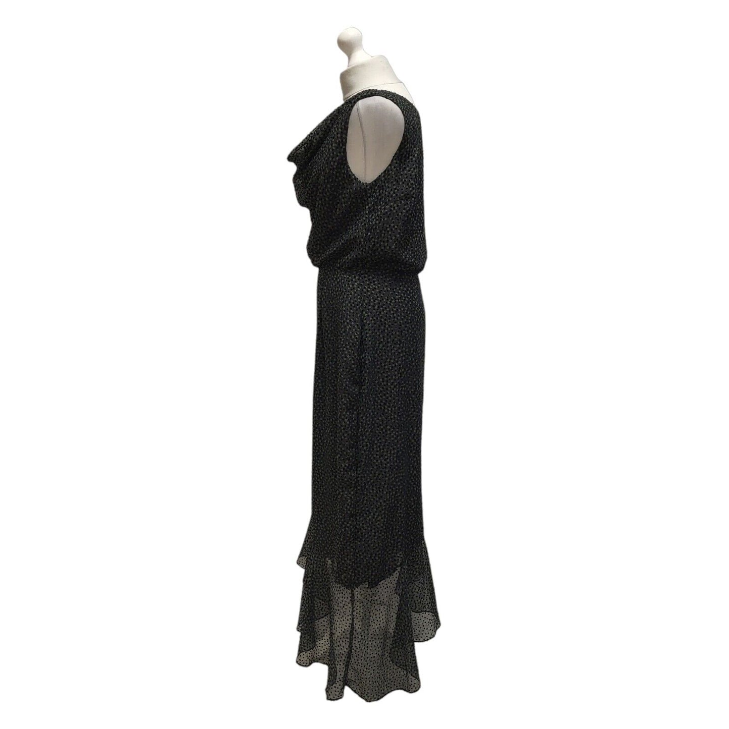 Phase Eight Black Green Dotty Maxi Evening Formal Dress Women's UK 12 BNWT BB402