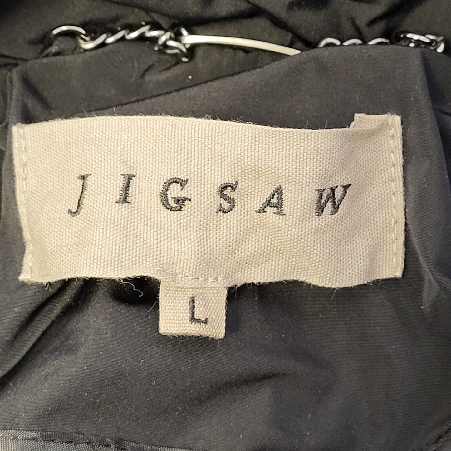 Jigsaw Black Zip & Button Lightweight Hooded Coat UK Women's Large G667