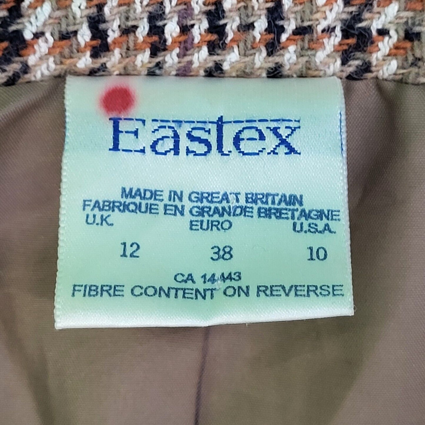 Eastex Brown Black Check Long Sleeve Jacket UK Women's 12 H694