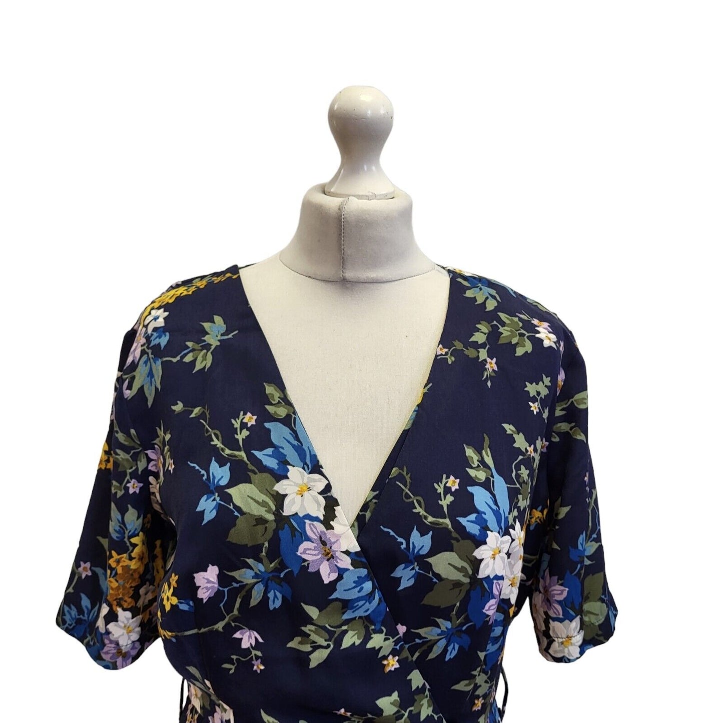 Warehouse Blue Trailing Floral Summer Midi Dress Uk Women's 12 Eu 40 Bnwt G108