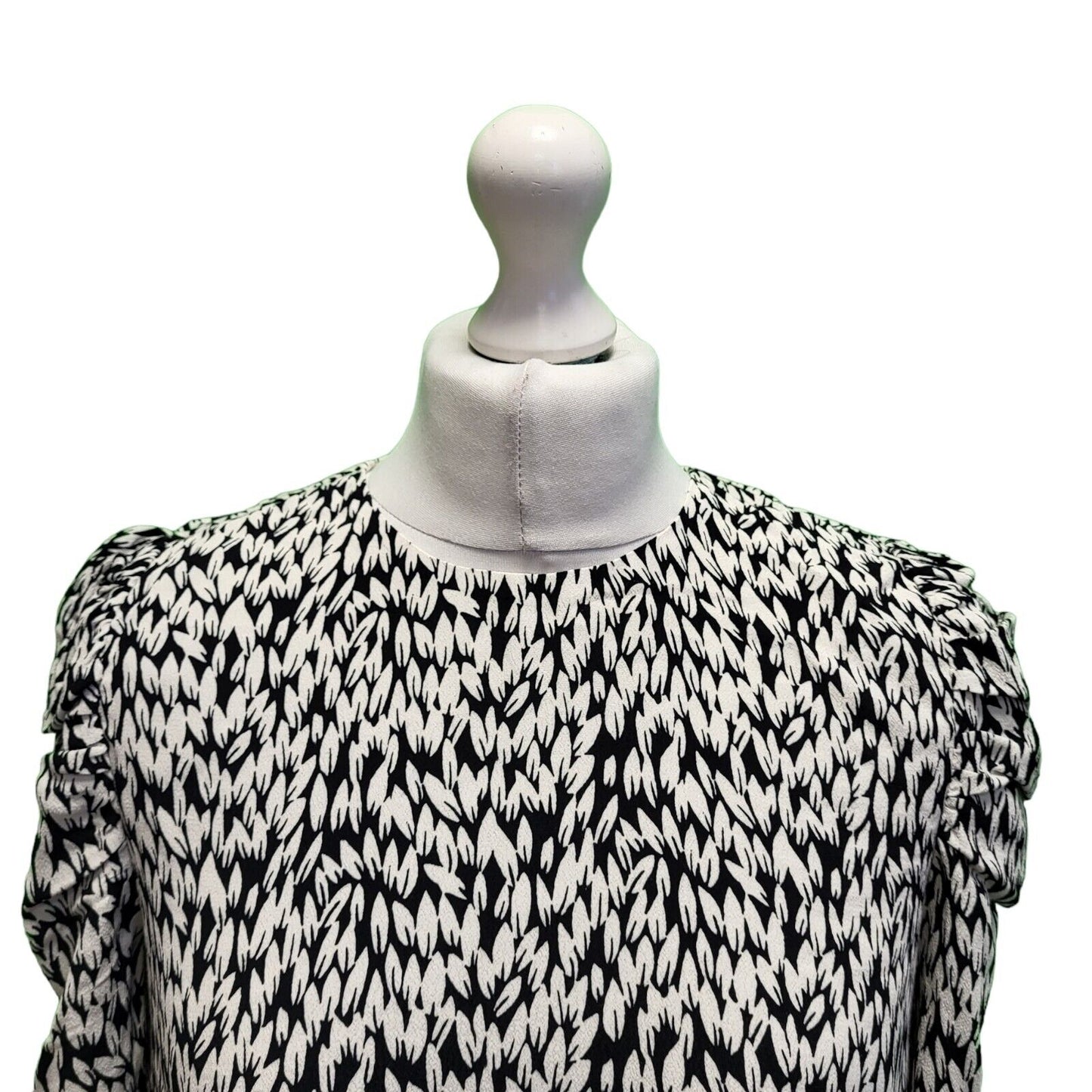 Whistles White Black Petal Print Summer Shift Dress Uk Women's S 8 H750 BNWT