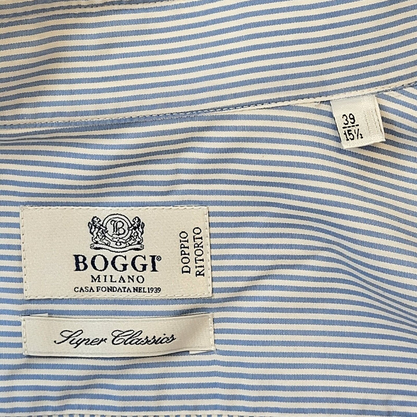 Boggi Milano Blue Striped Long Sleeve Shirt Uk Men's M Eu 50 G283