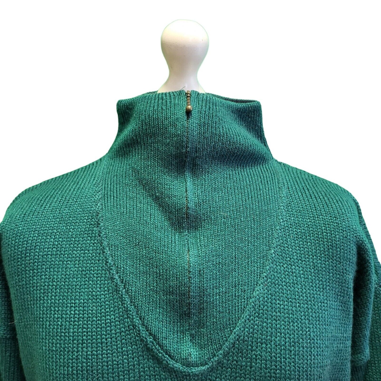 Vintage 80s Nico Green Blue Long Sleeve 1/4 Zip Acrylic Jumper Men's Uk L H226
