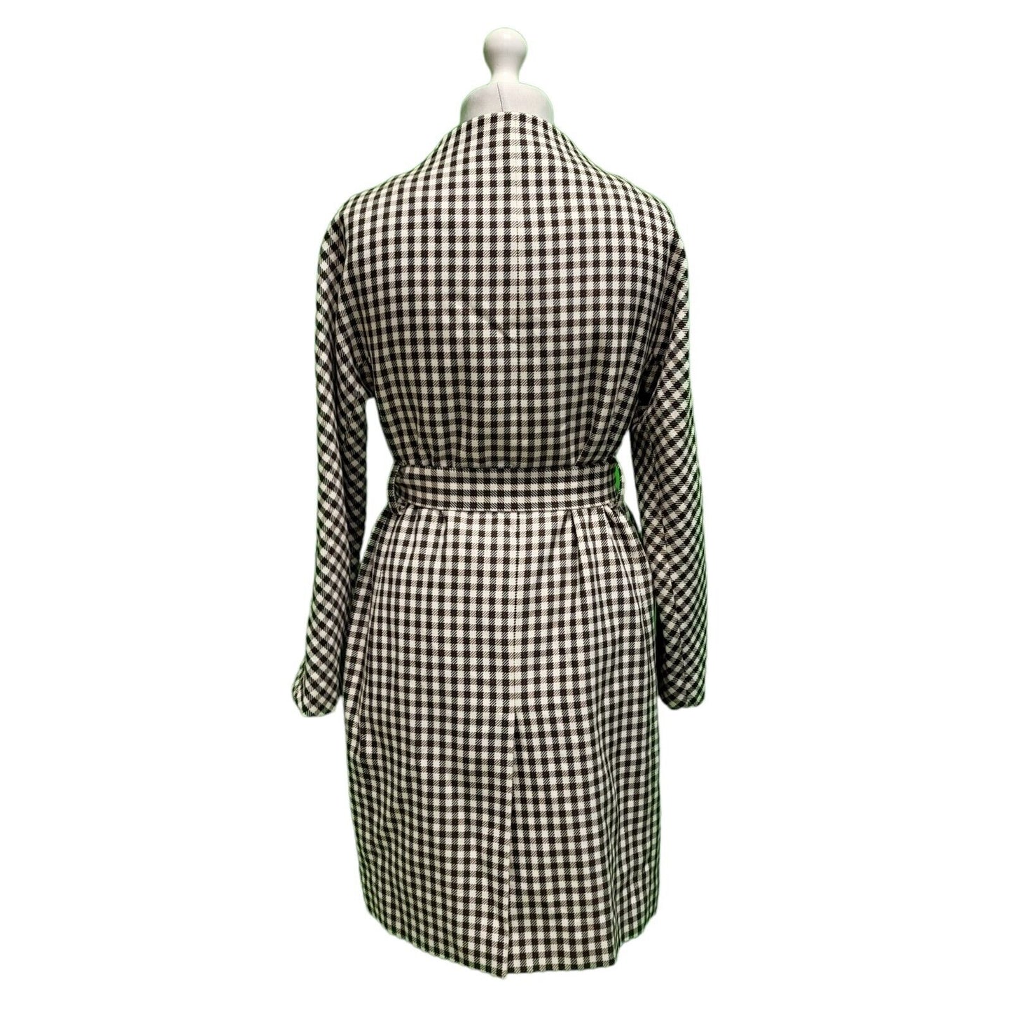 Reiss Black White Check Belted Collared Jacket Women's UK M 10 H294