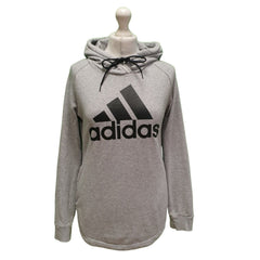 Adidas Grey Drawstring Sweatshirt Hoodie Women's UK XS 4-6 EU 34 H945