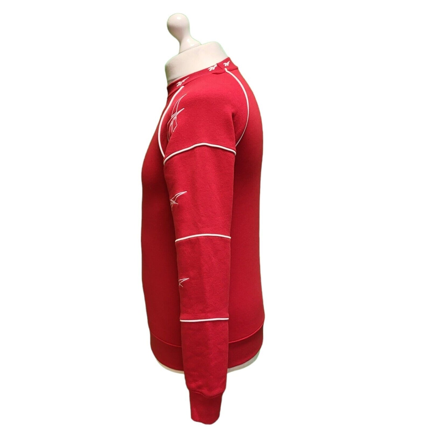 Reebok Red White Long Sleeve Cotton Sports Sweatshirt Men's Uk XS H680