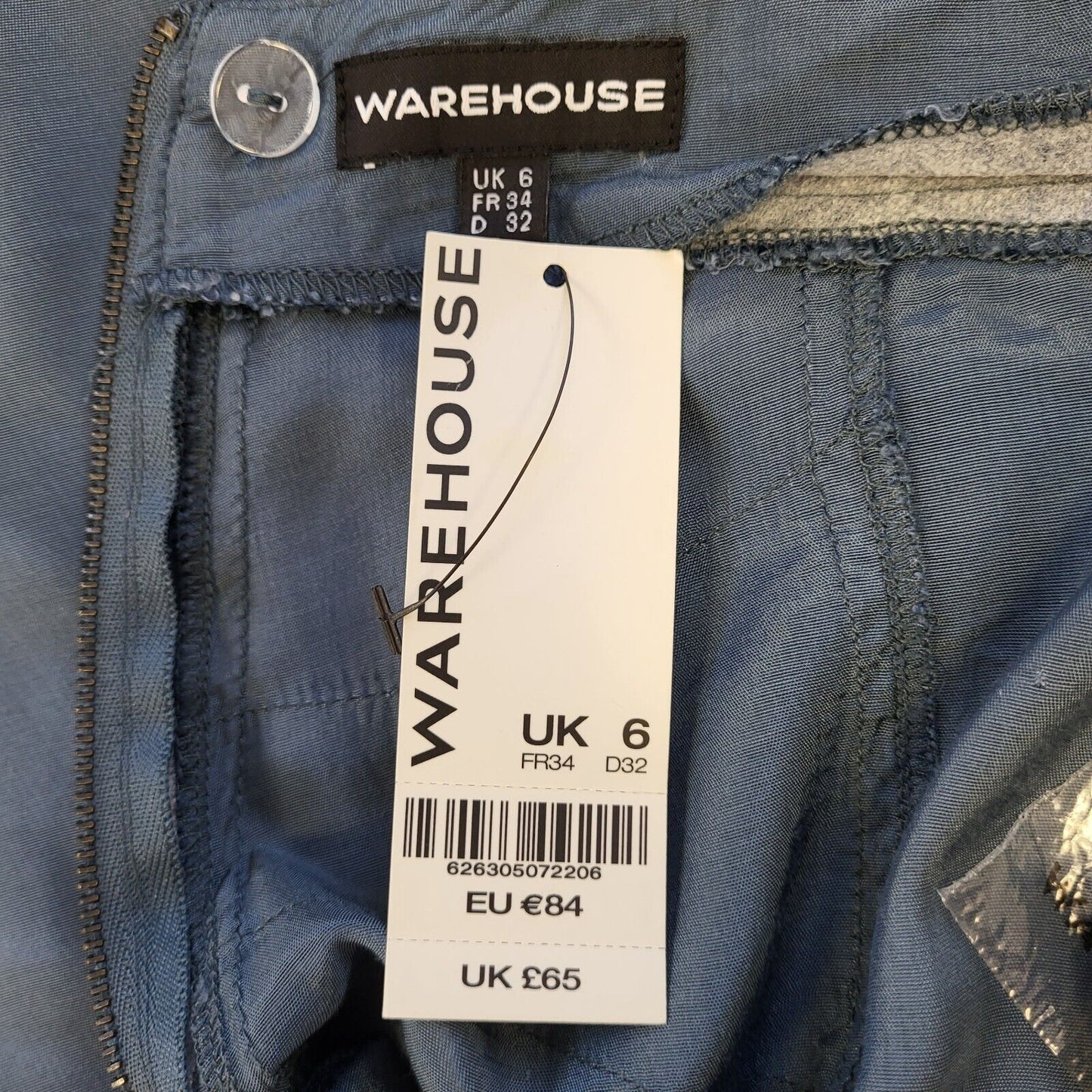 Warehouse Blue Zipped A-Line Skirt UK Women's 6 W24 BNWT G252