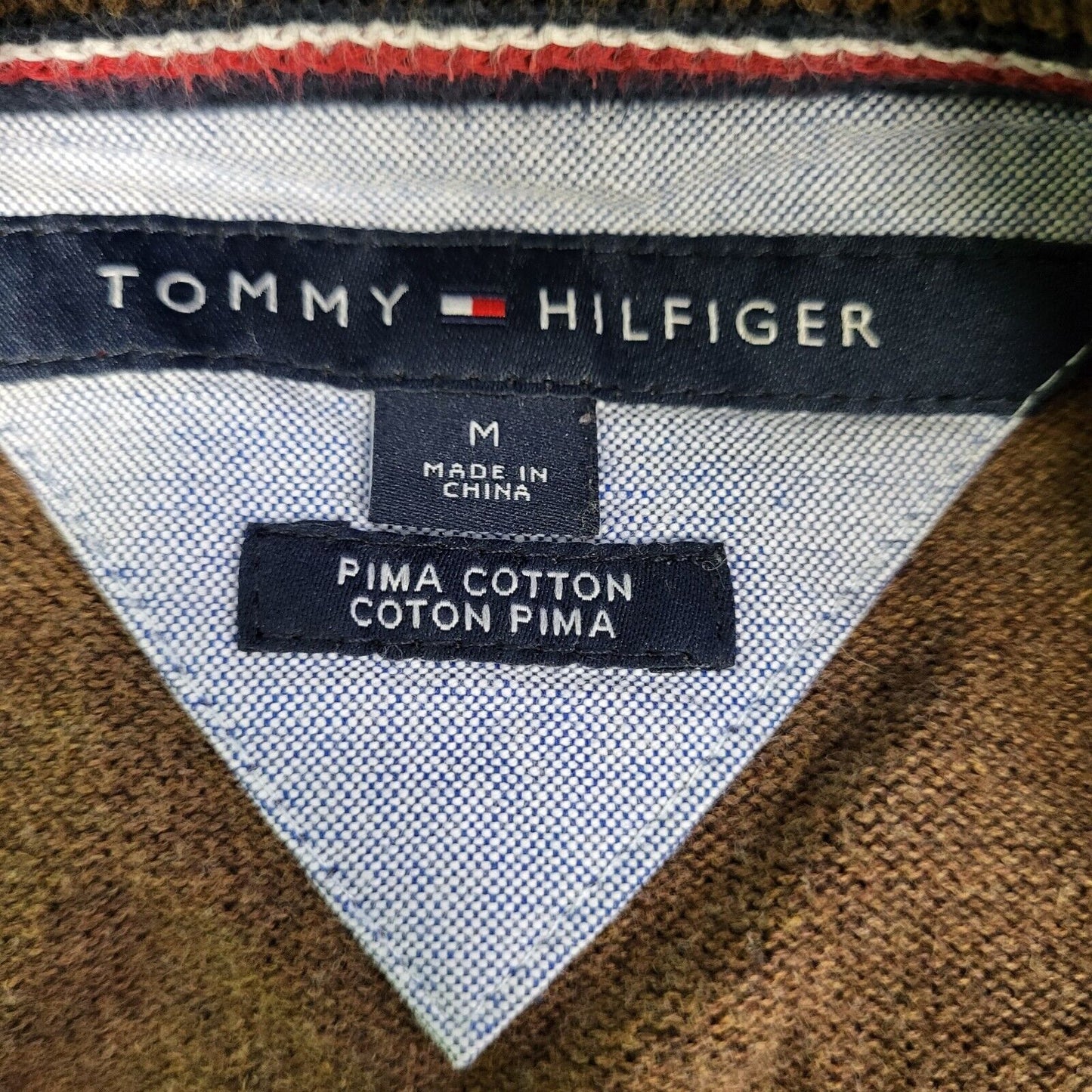 Tommy Hilfiger Brown Pima Cotton Thin Knit L/Sleeve Jumper uk Men's Medium H747