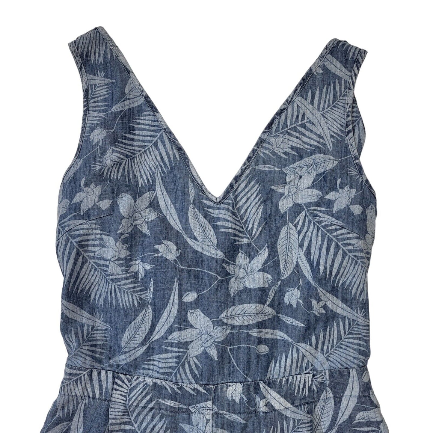 Next Blue Floral Straight Cotton Jumpsuit Uk Women's 10 W28 L23 Bnwt G249
