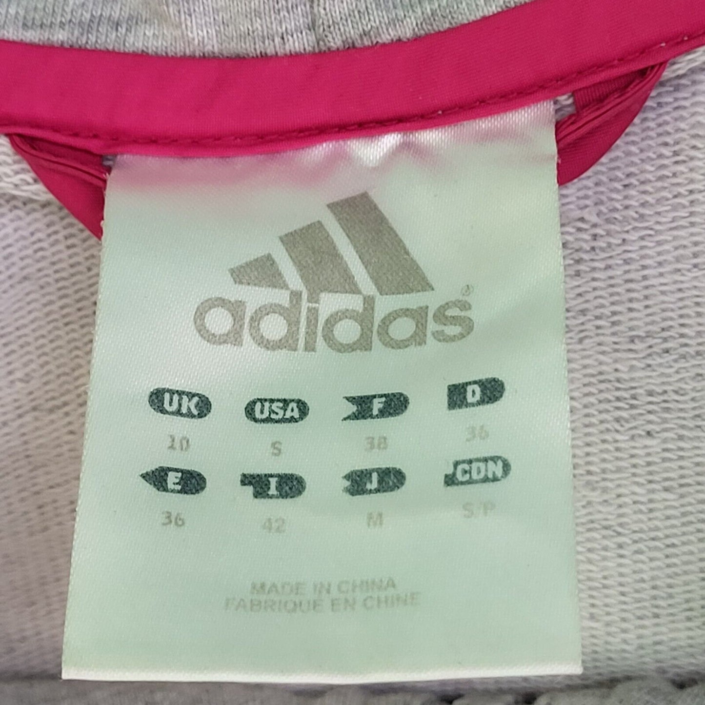 Adidas Grey Pink Zipped Long Sleeve Sweatshirt Tracksuit Top Women's uk 10 H369