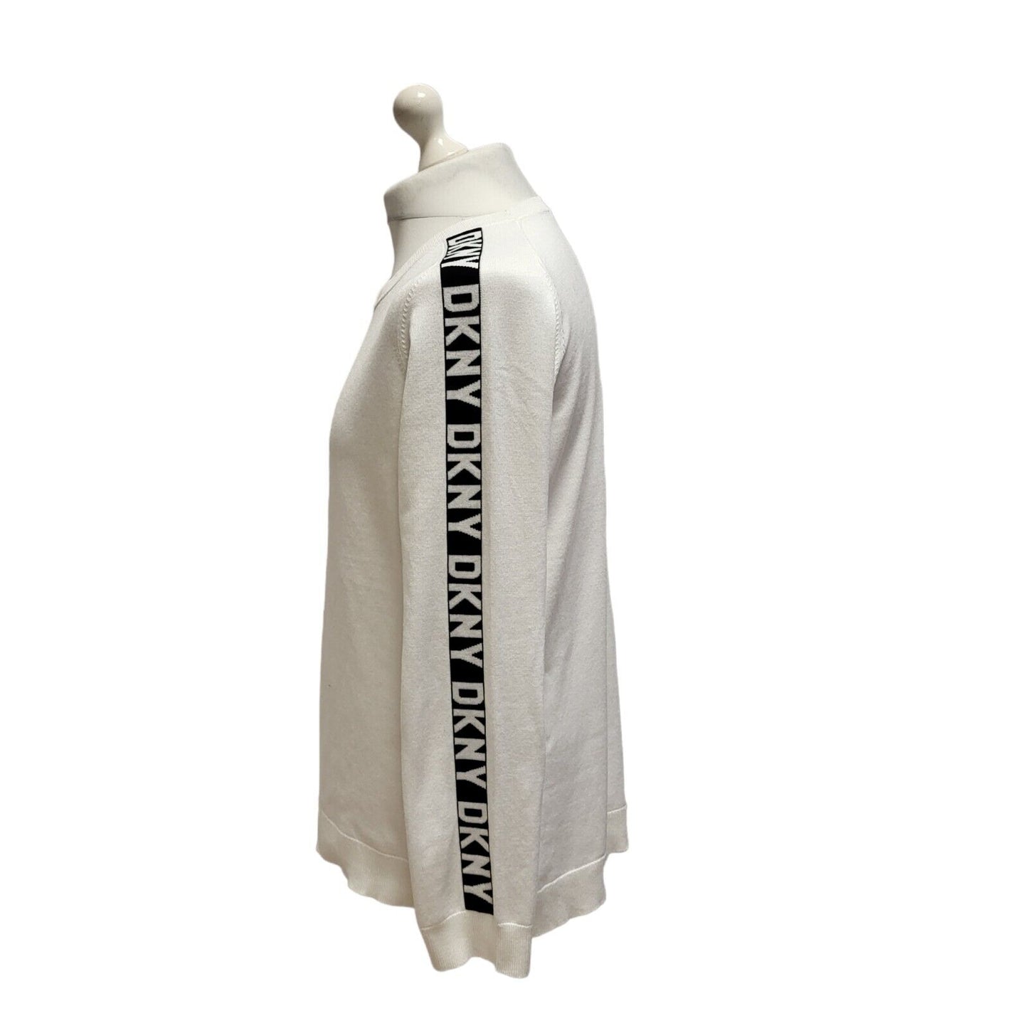 DKNY White Crew Neck Slim Fit Cotton Jumper Uk Men's Large BB280