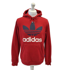 Adidas Red Spell Out Retro Long Sleeve Sweatshirt Men's Hoodie Uk M G935