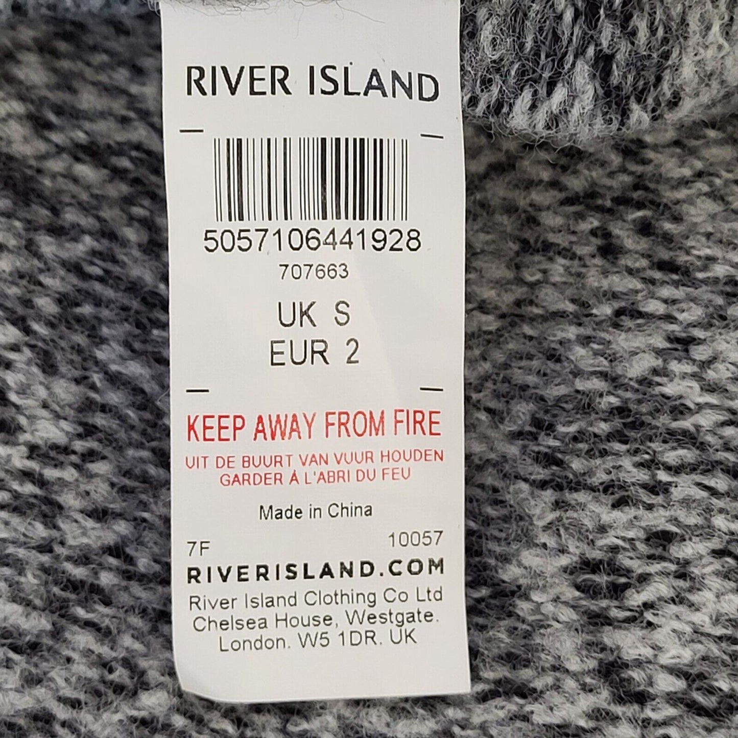 River Island Waterfall Cardigan Grey Fur Trim BNWT Uk Women's Size S G384