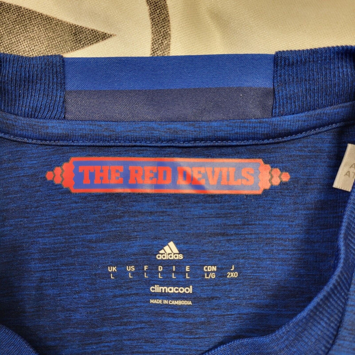Adidas Blue Slim Fit Manchester Utd Chevrolet Football Top Men's uk L G908