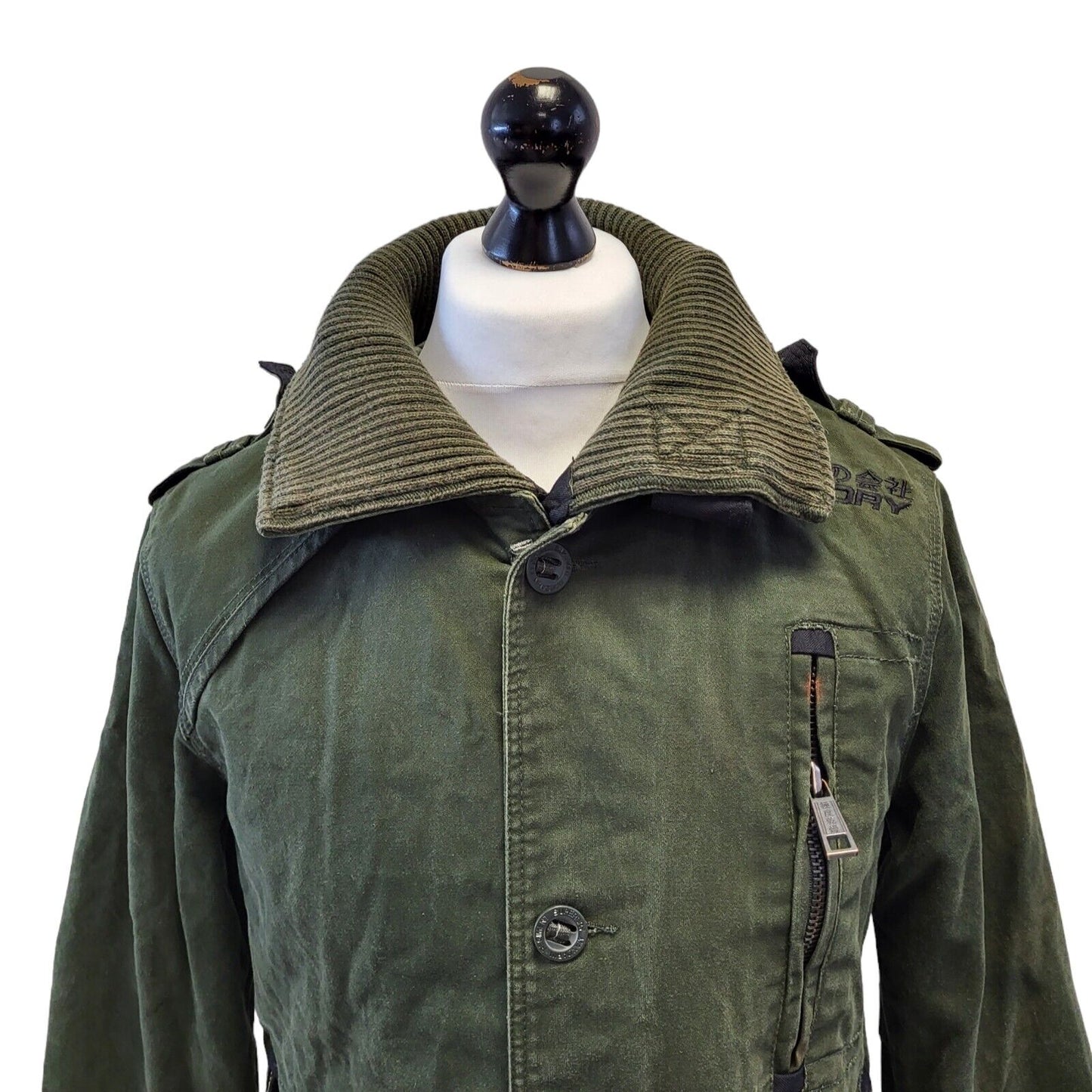 Superdry Double Black Label Green Hooded Jacket Uk Men's Medium G709