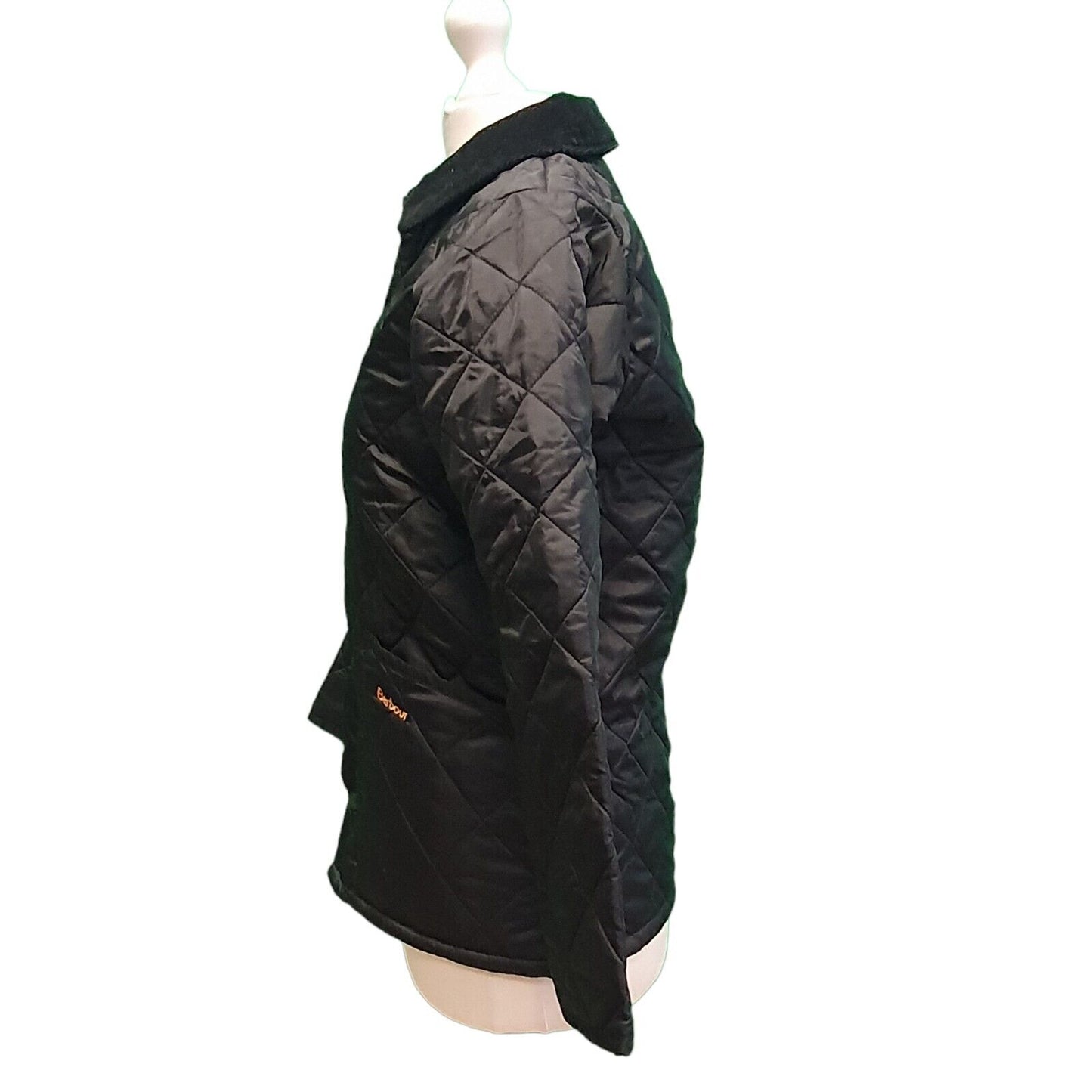 Vintage Barbour Liddesdale Black Snap Quilted Kid's Jacket Age 9-10 Yrs M H213