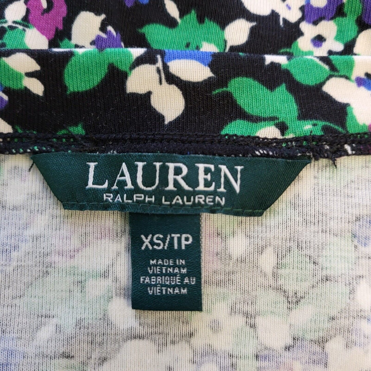 Ralph Lauren Black Purple Floral Short Sleeve Women's UK XS 6 H187
