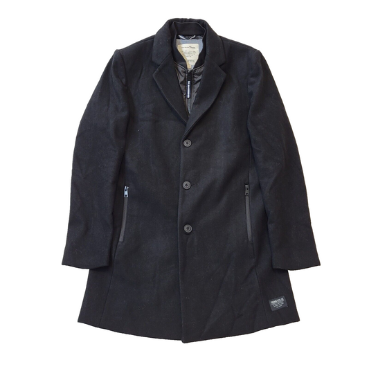Tom Tailor Black Lined Wool Blend Overcoat Blazer Jacket Men's uk S H82