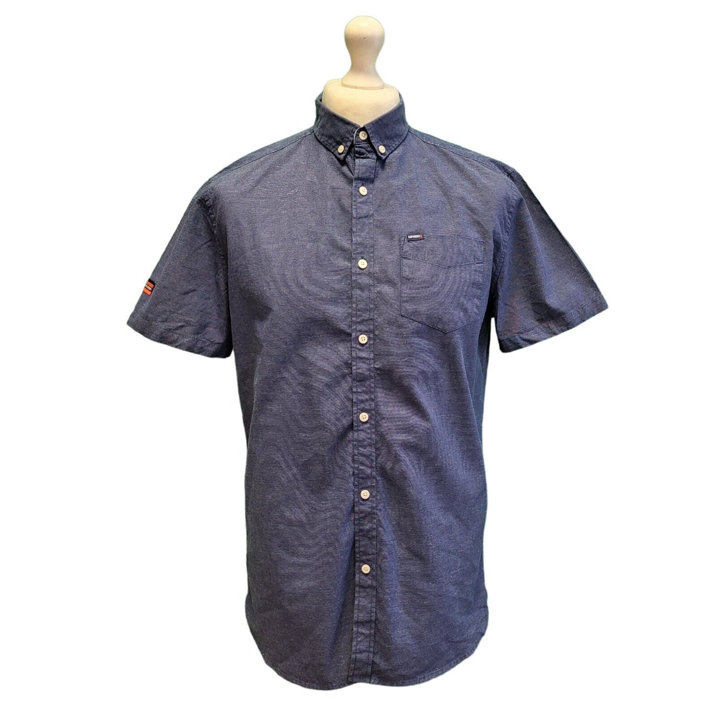 Superdry Blue Cotton Regular Fit Short Sleeve Shirt Men's UK L EU 54 H124