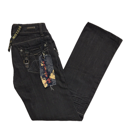 Deelow Black Straight Leg Denim Jeans uk Women's 8 S W26 L32 H769