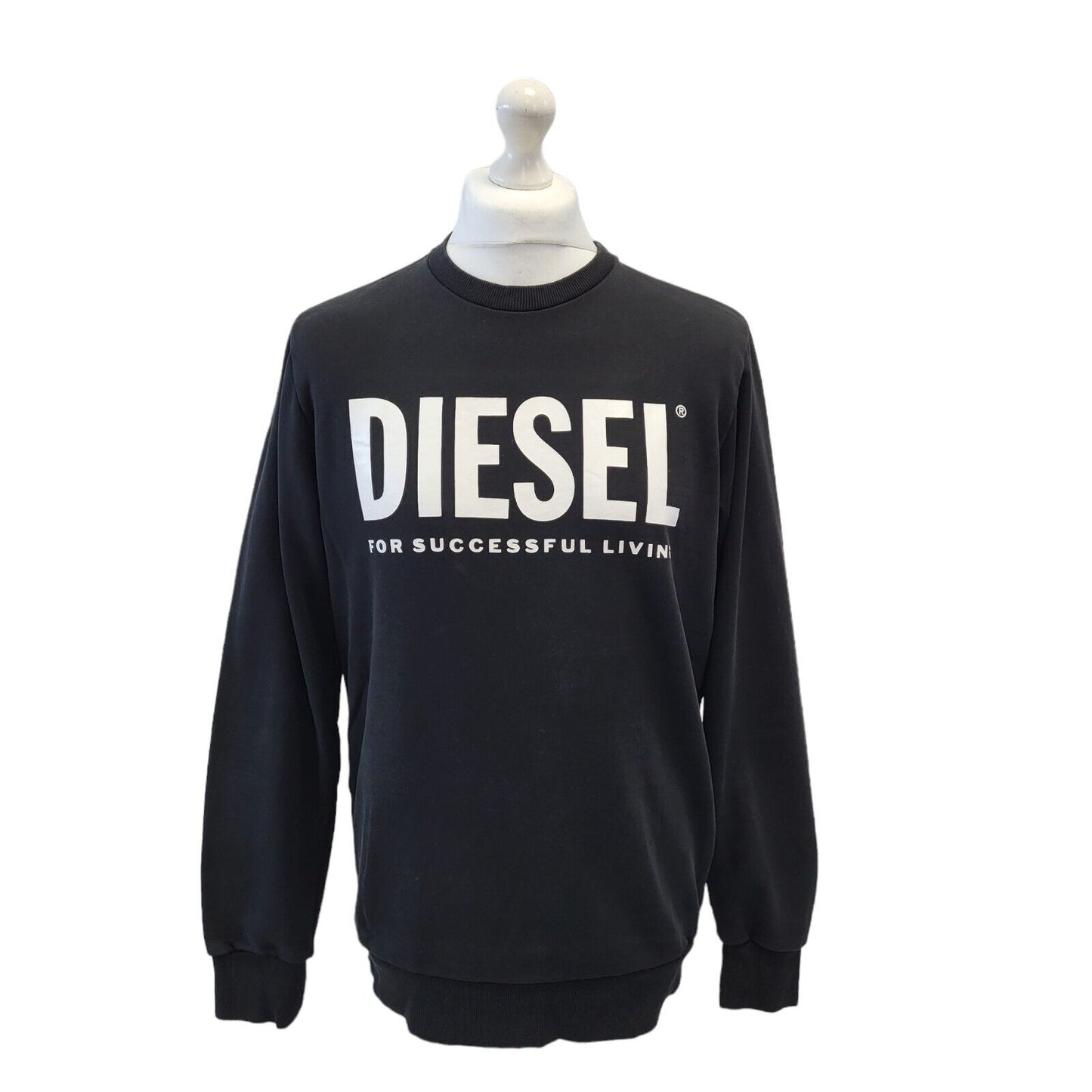 Diesel Black Spell Out Retro Long Sleeve Casual Sweatshirt Men's Uk M H102