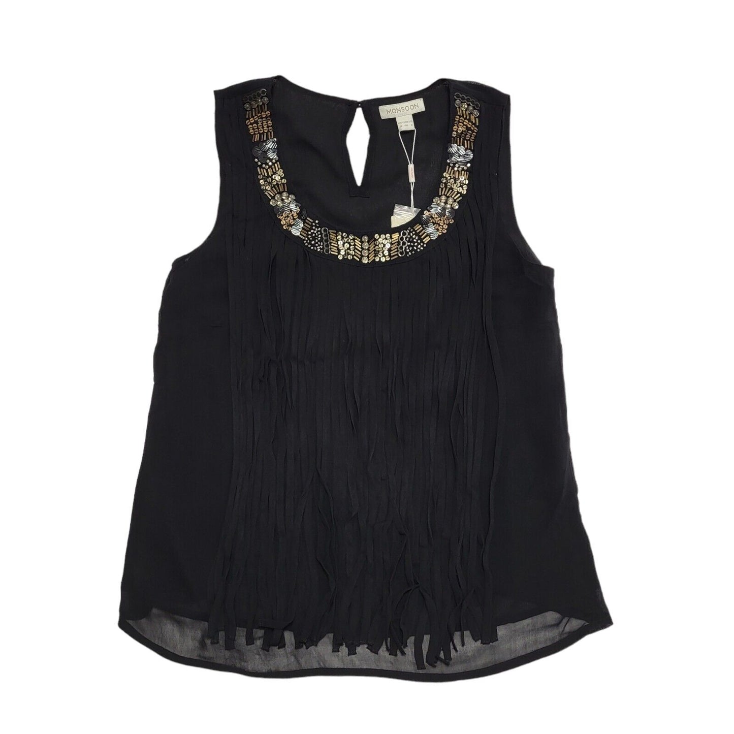 Monsoon Black Round Neck Sleeveless Dress Top Women's uk L 12 H610