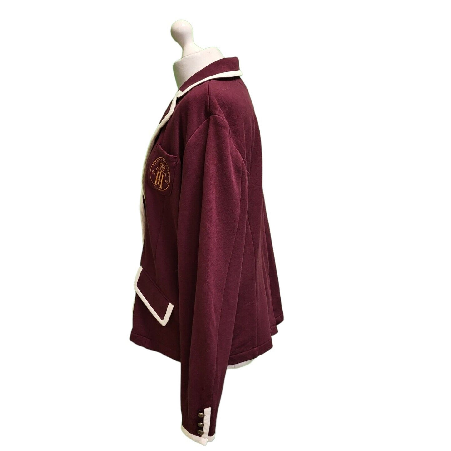 Tommy Hilfiger Burgundy Button Collared Suit Jacket Uk Women's 14 xL H719