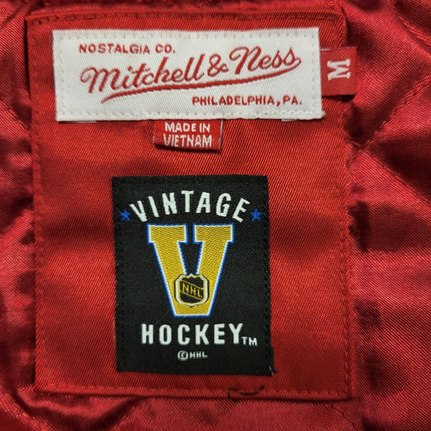 Mitchell & Ness Vintage Red Wings Snap Padded Hockey Men's Jacket UK M H915