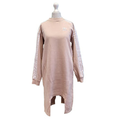 Adidas Beige White Trim Long Sleeve Cotton Sport Dress Women's UK S 8 G786