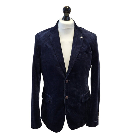 Feraud Navy Blue Corduroy Suit Blazer Jacket Uk Men's M 40" G272