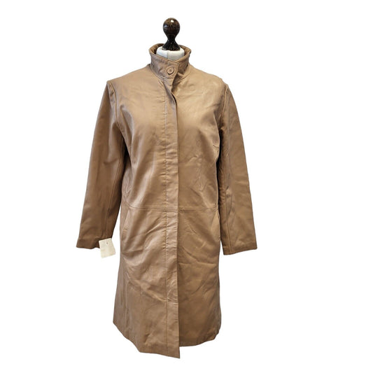 EL Leather Jacket Coat Beige Womens BNWT UK 12 EU 40 G352
