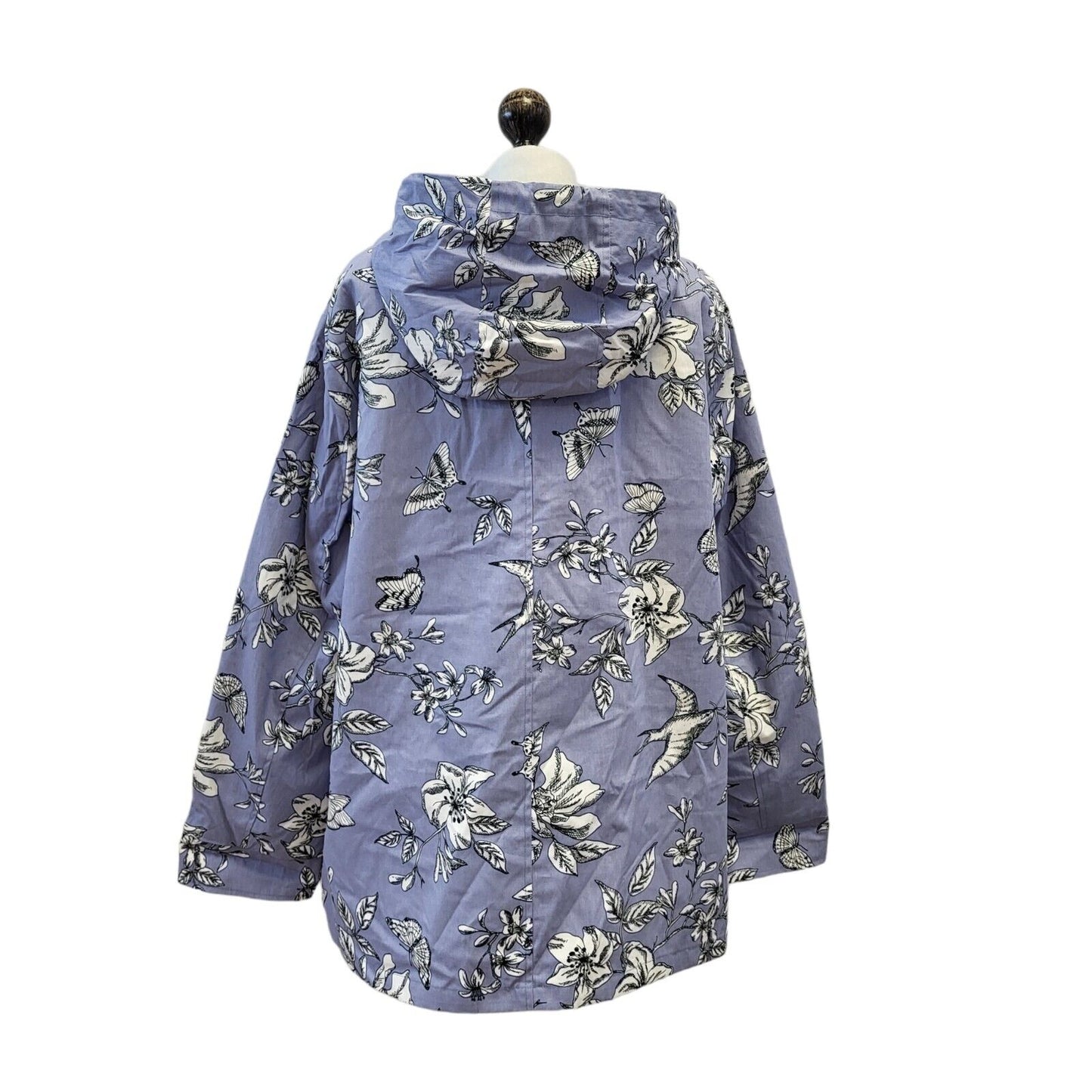 M&Co Shower Resistant Hooded Coat Lilac Flower print Womens UK 20 G358