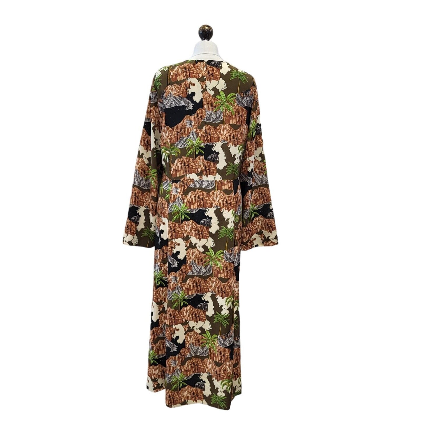 Monki Brown Green Floral Summer Dress Uk Women's M Eu 38 Bnwt G253