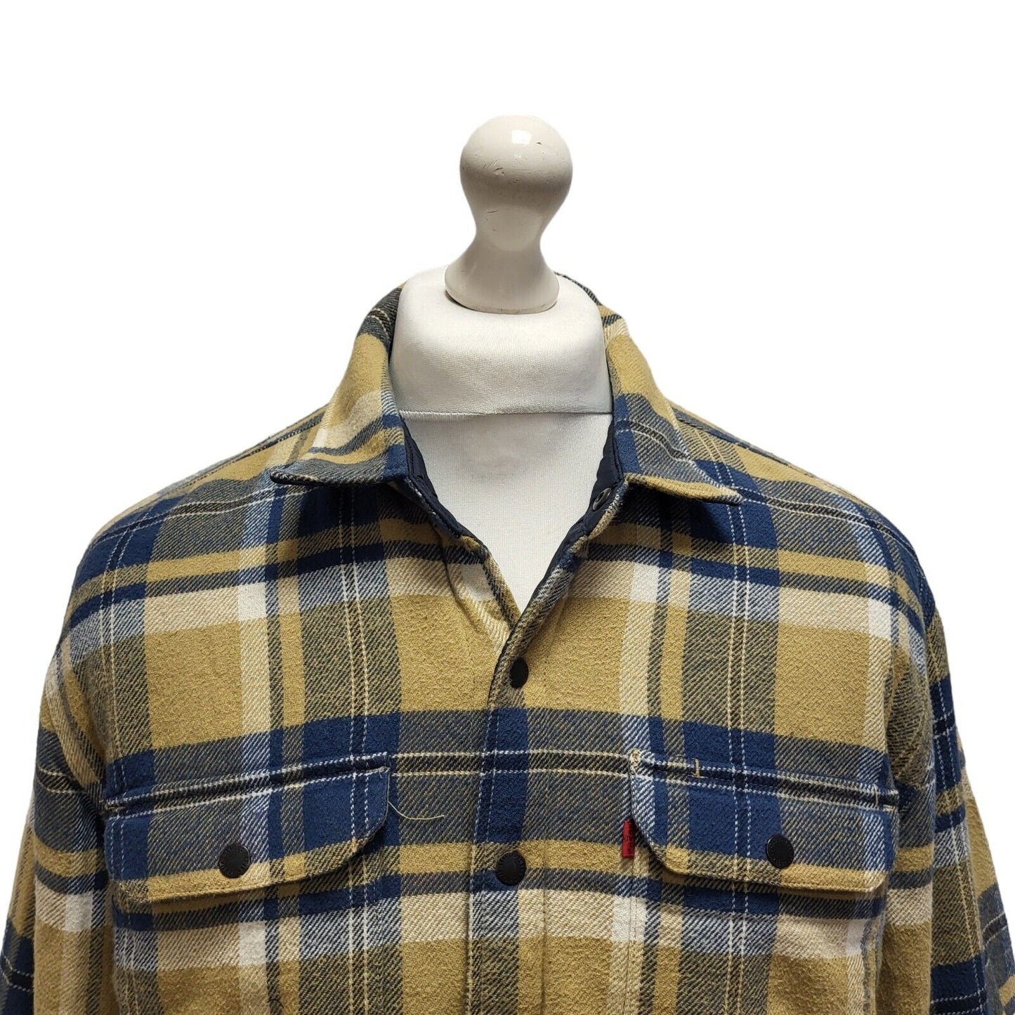 Levi's Reversible Blue Beige Check Jacket Uk Men's XL BB299