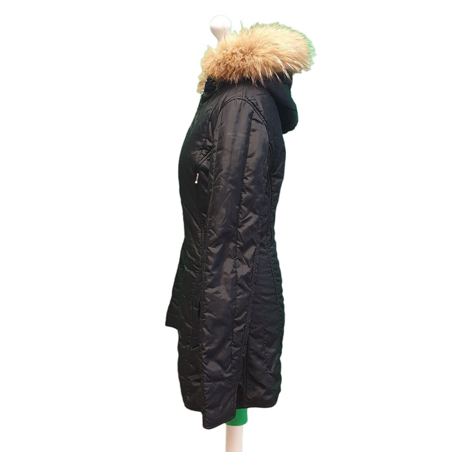 Calvin Klein Jeans Black Zipped Hooded Parka coat Women's xS 6 eu 34 G751