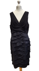 Adriana Papell Black Ruffled Evening Formal Cocktail Dress Women's XL 14 G806