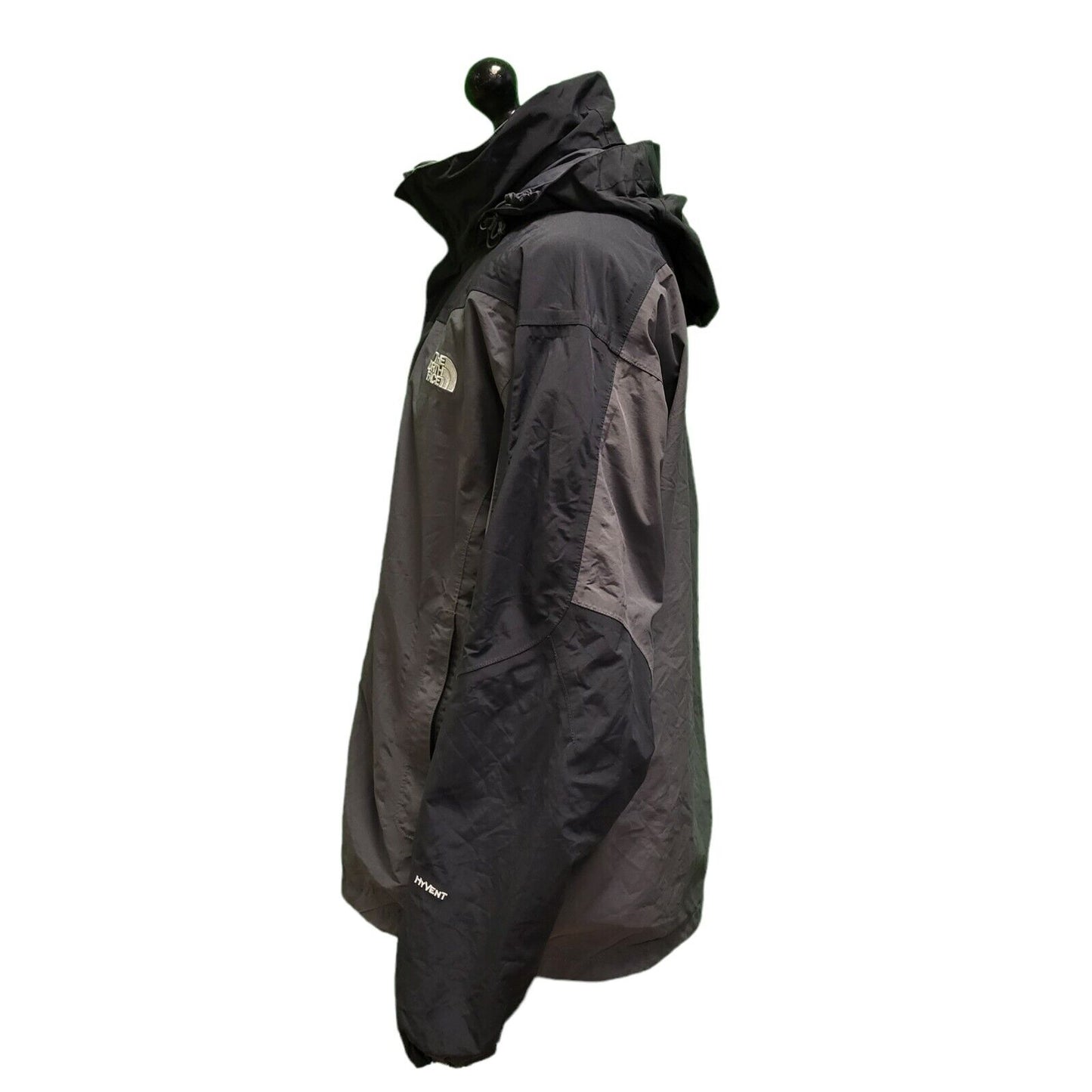 The North Face Hyvent Black Grey Lightweight Hooded Jacket Men's UK S H960