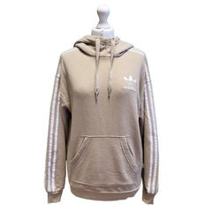 Adidas Beige White Drawstring Over-sized Hooded Sweatshirt Women's UK 8 S G782