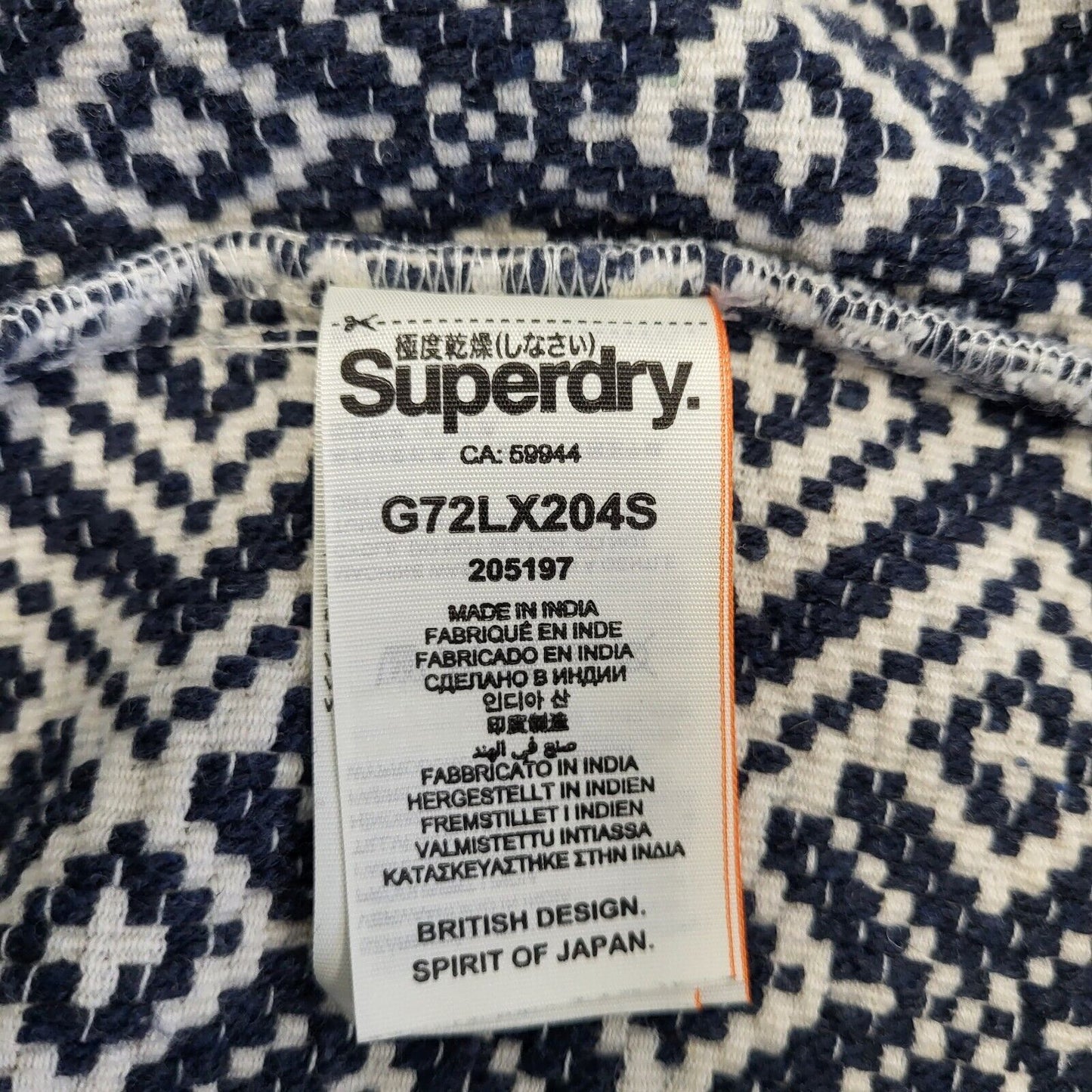 Superdry Blue White Aztec Snap Front Short Pencil Skirt Women's uk M W28 G815