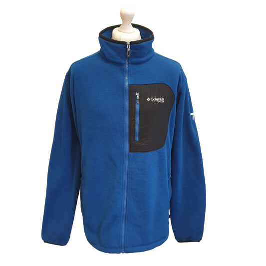 Columbia Titanium Blue Fleece Hiking Walking Jacket Uk Men's XL Eu 56 G88