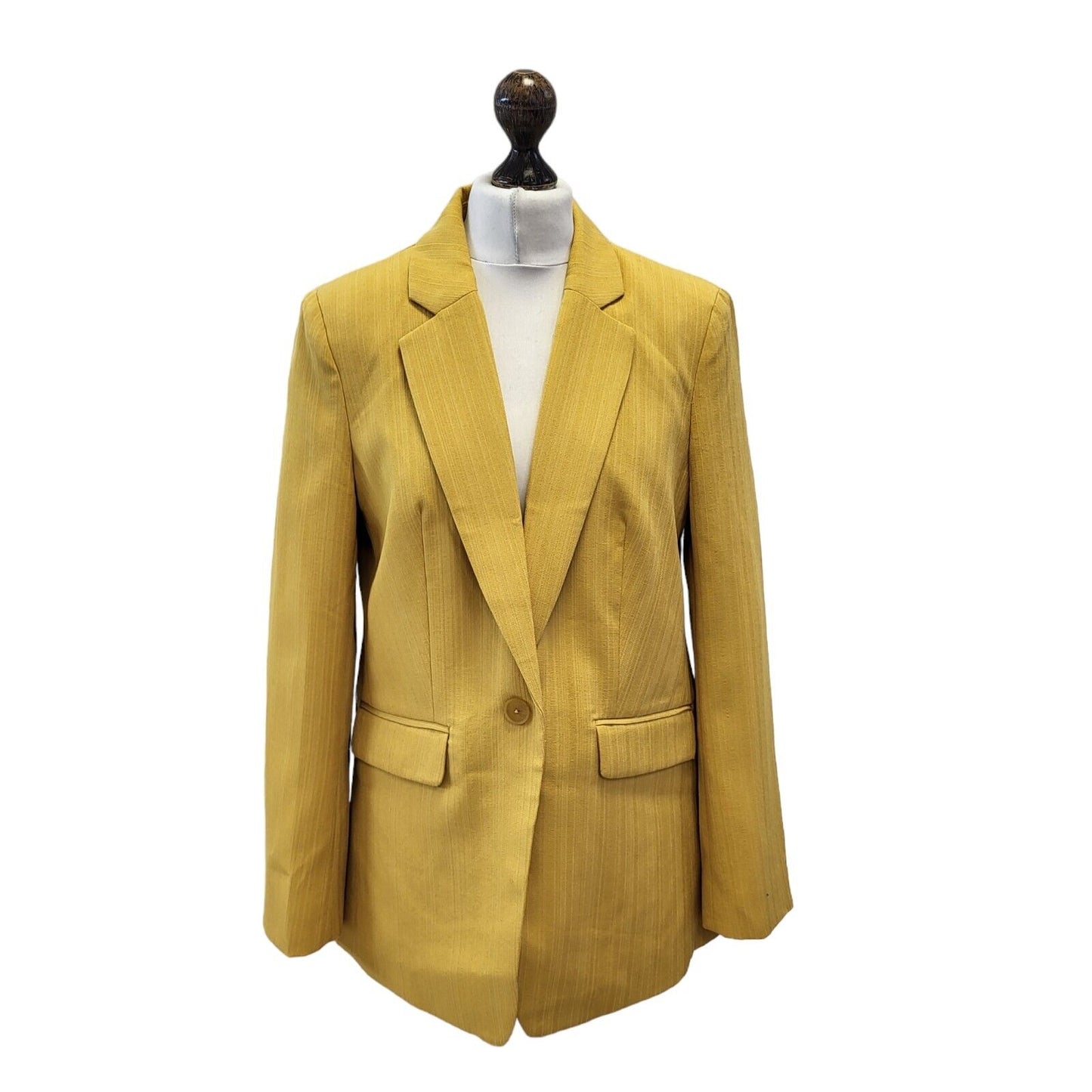 Next Gold One Button Blazer Suit Jacket Uk Women's 12 Eu 40 Bnwt G258