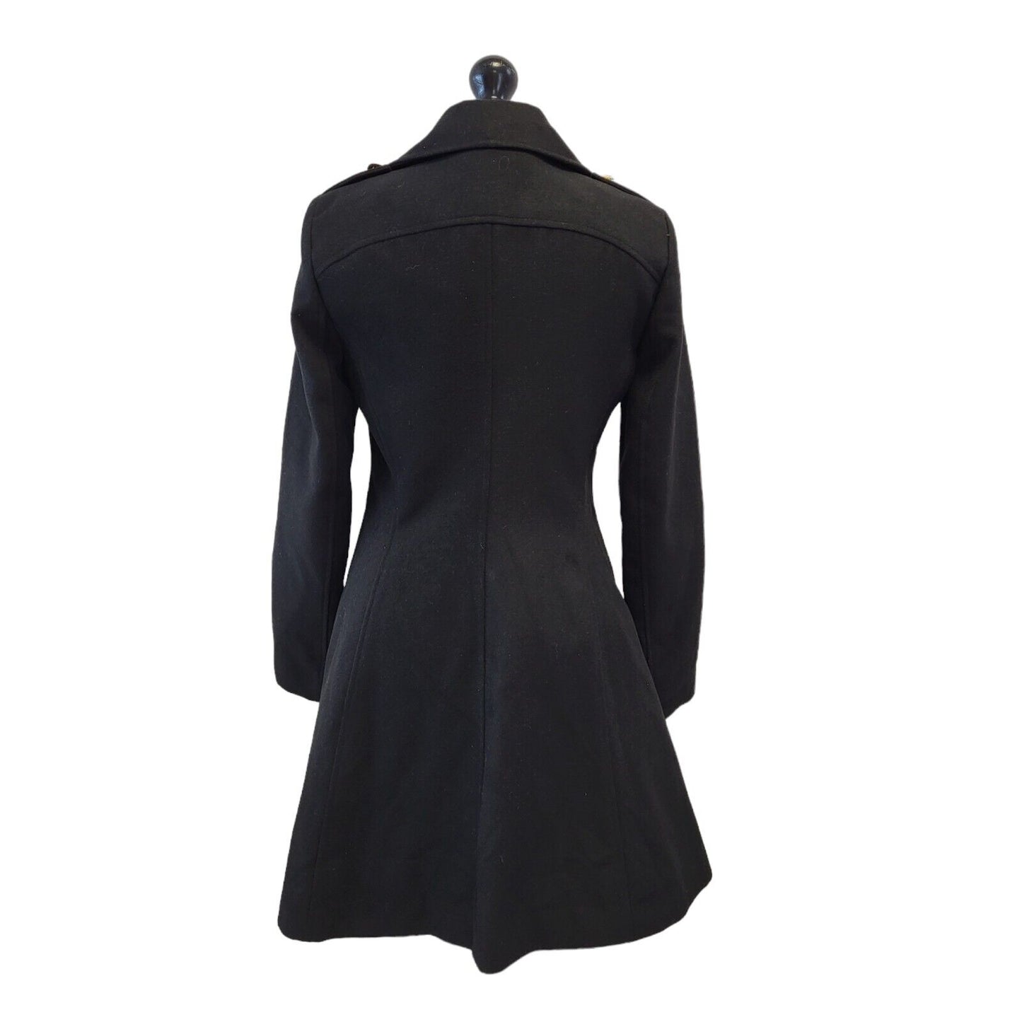 Miss Selfridge Black Double Breasted Coat UK Women's 10 Bnwt G662