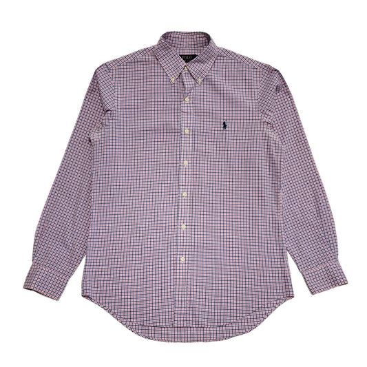 Ralph Lauren Pink Blue Check Long Sleeve Collared Shirt Men's UK S eu 46 H378