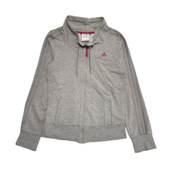 Adidas Grey Pink Zipped Long Sleeve Sweatshirt Tracksuit Top Women's uk 10 H369