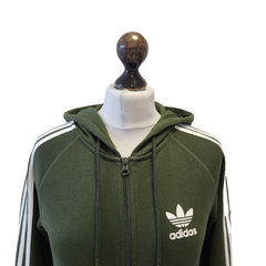 Adidas Green Zipped Drawstring Sweatshirt Hoodie Women's Uk S 8 H280