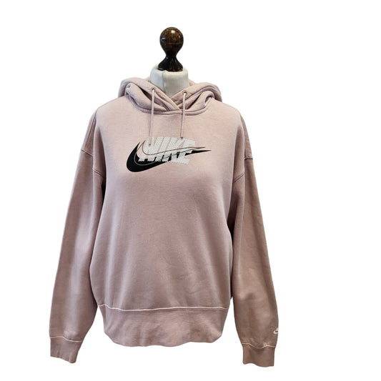 Nike Pink Over-sized Pullover Sweatshirt Hoodie Uk Women's S Eu 36 G244